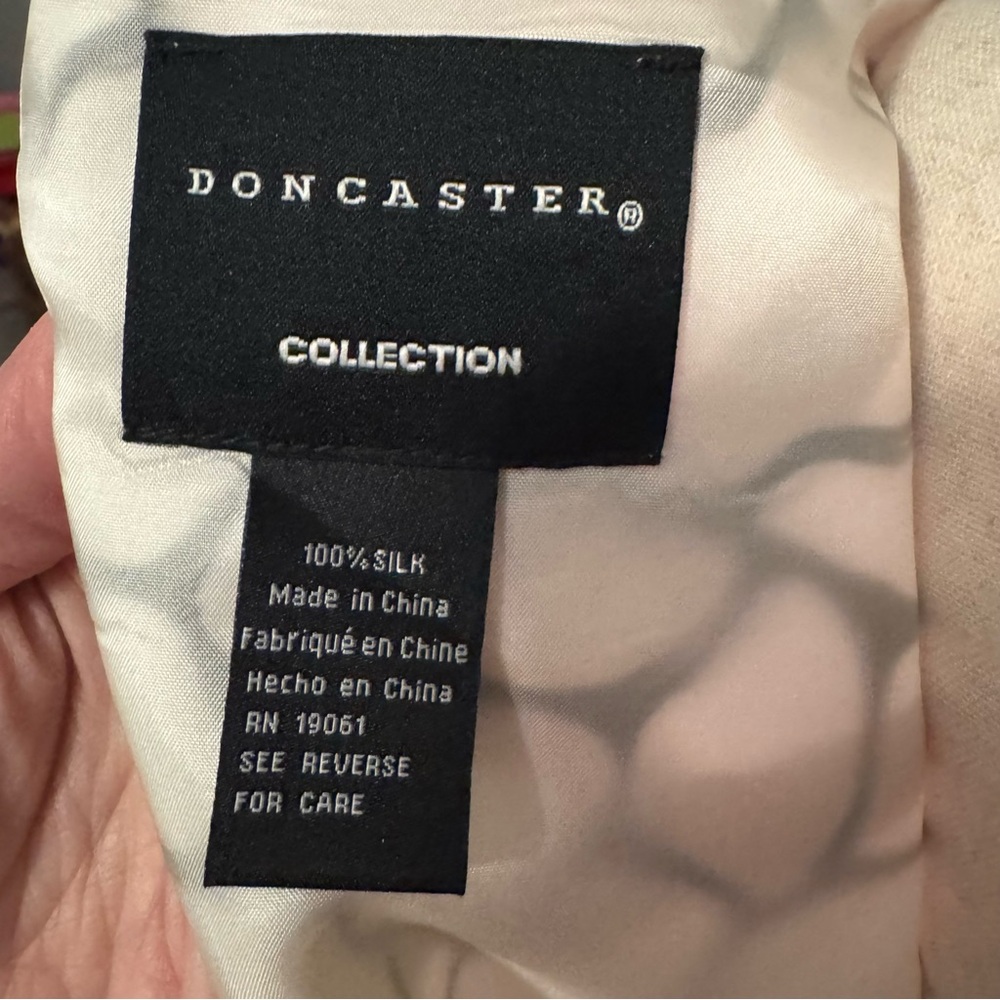 Doncaster 100% Silk Sheath Dress | Black & Cream Abstract Print | Size 12 - Picture 8 of 10